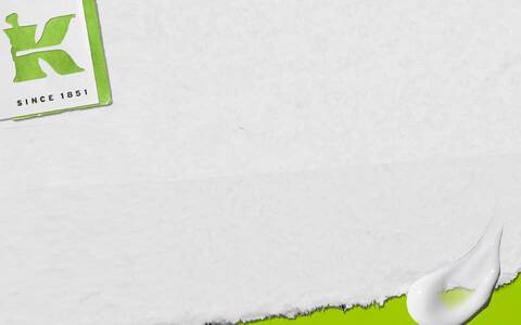 Alt-tekst: Een witte achtergrond met een groene 'k' en de tekst "SINCE 1851" rechtsboven, samen met een druppel op groen gedeelte.