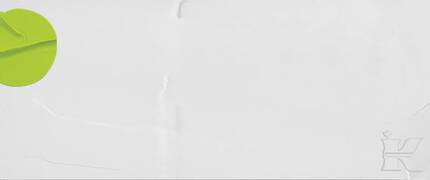 A simple, minimalist design featuring a green circular shape on a white background.