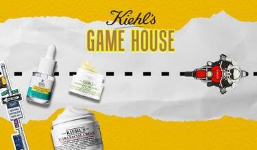 Interface interactive du jeu d'obstacles Kiehl's avec une invitation a jouer pour un cadeau supplementaire.