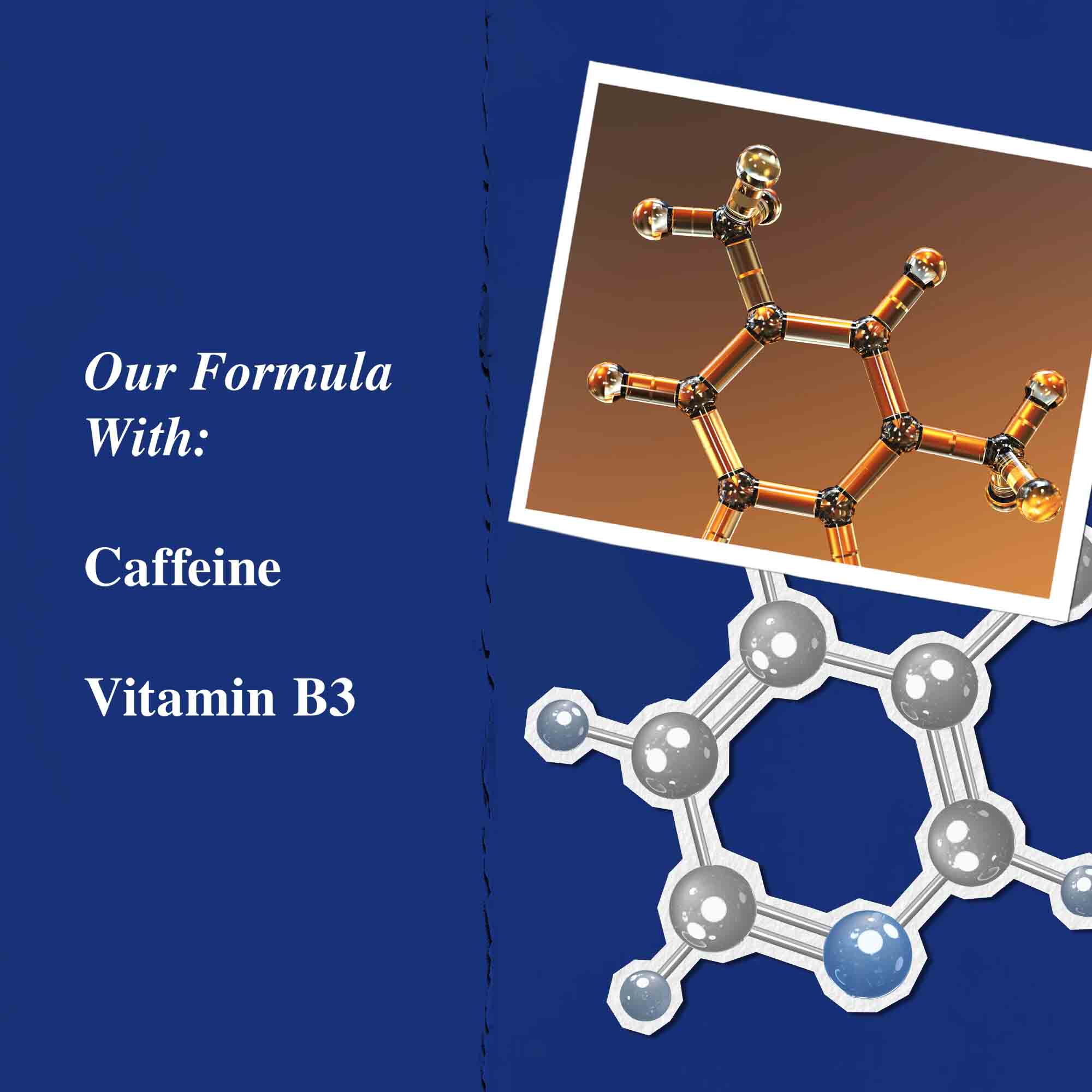 Graphique des ingredients cles mettant en avant la cafeine et la vitamine B3.