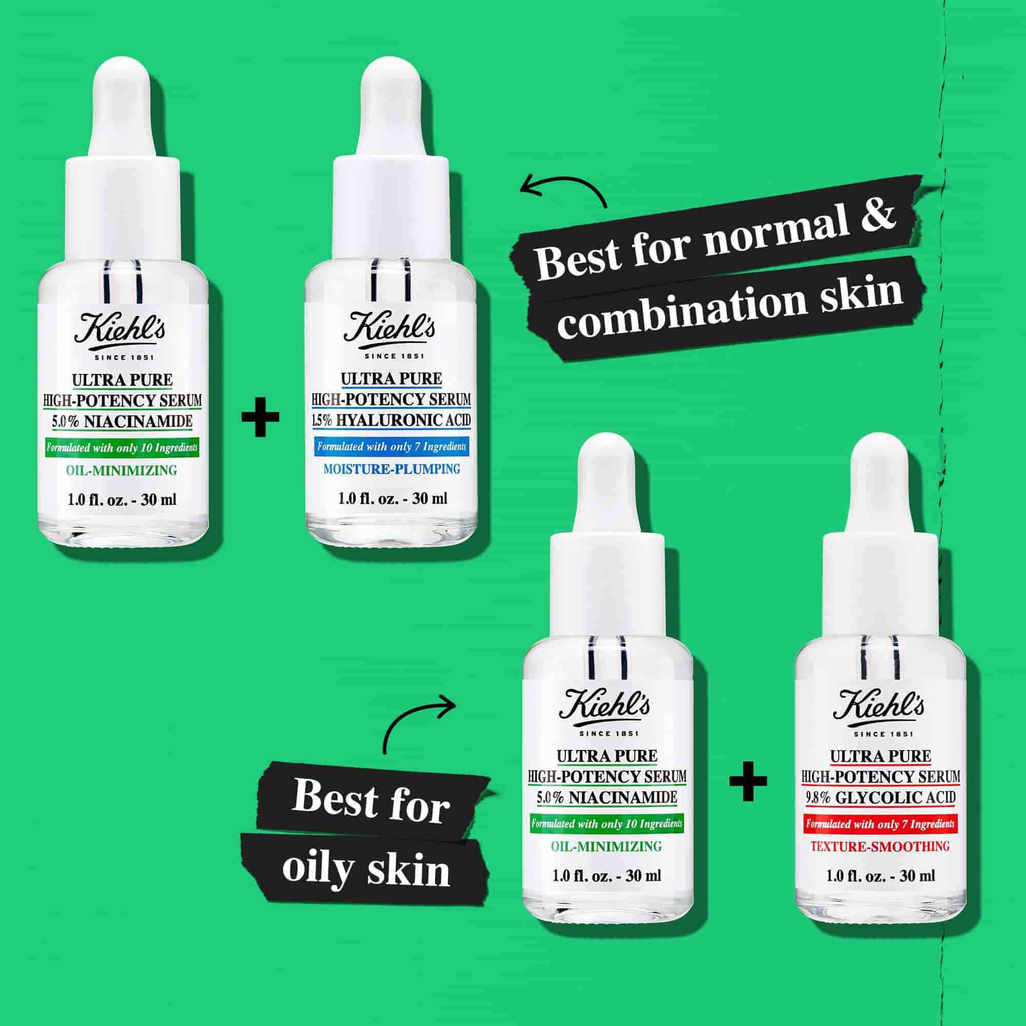 Illustration du layering avec des pots montrant les options pour differents types de peau