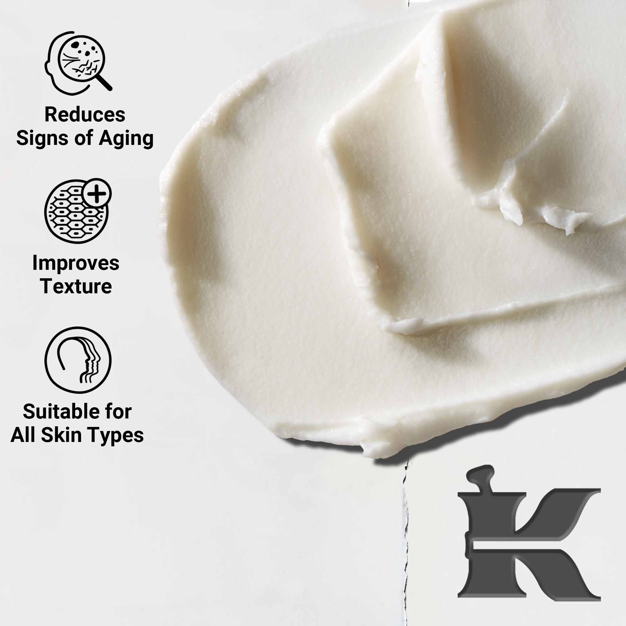 Close-up van de Age Defender Eye Repair textuur; vermindert tekenen van veroudering en verbetert de textuur, geschikt voor alle huidtypes.