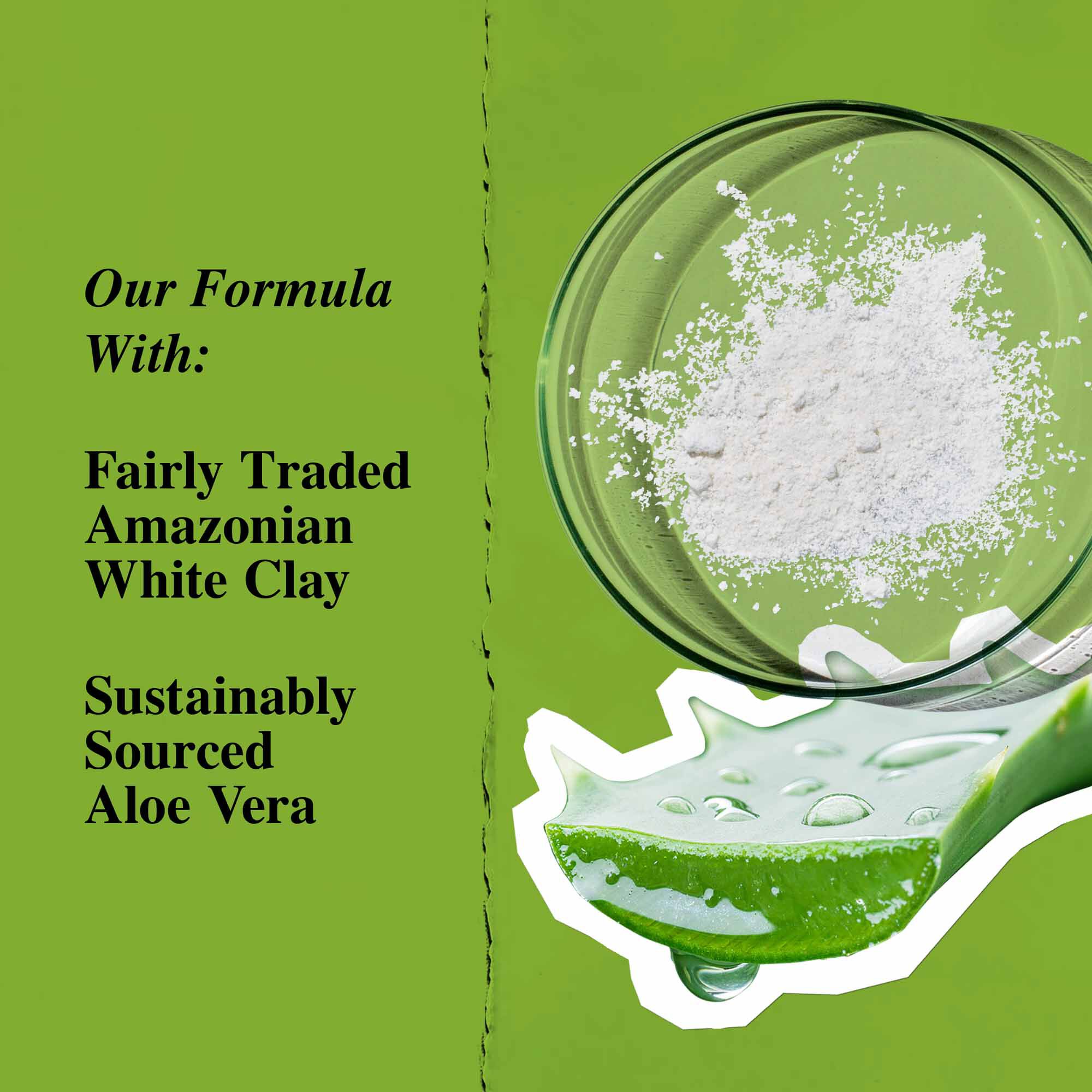 Grafiek van de belangrijkste ingredienten: witte klei en aloe vera.