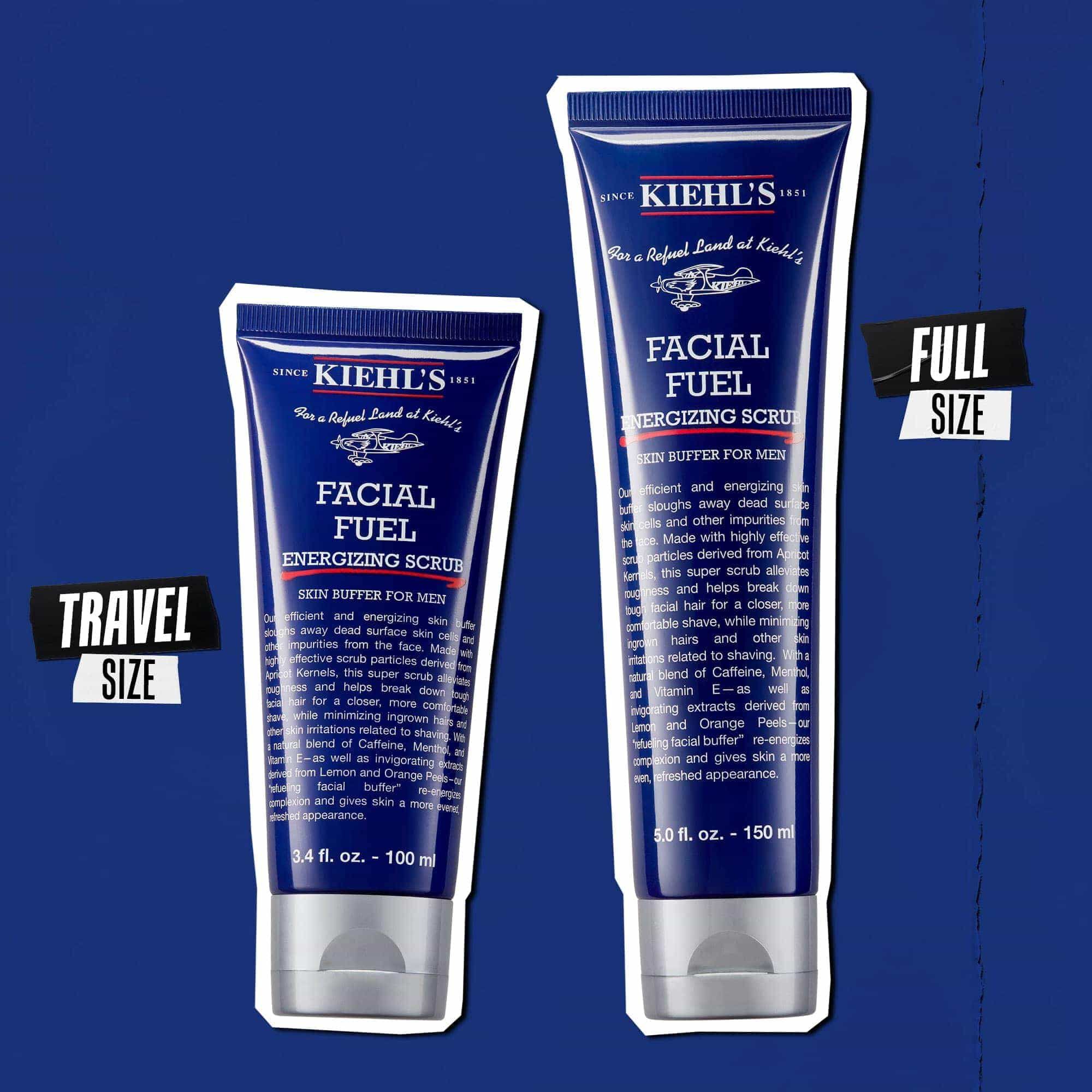 Tubes format voyage et format classique du gommage Facial Fuel Energizing Scrub.