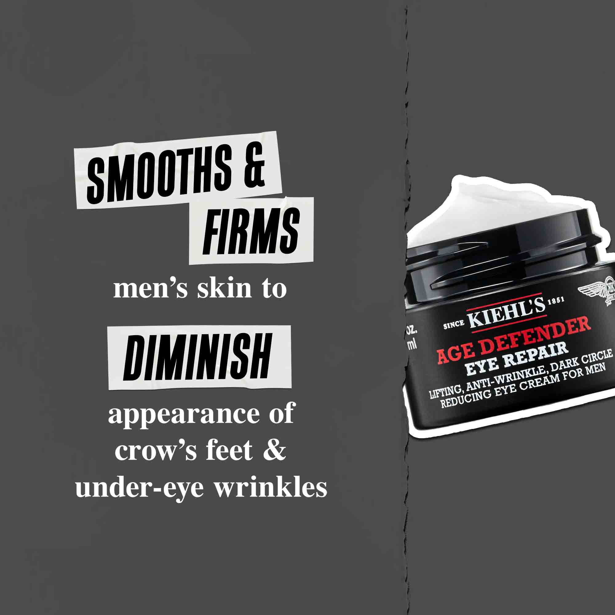 Age Defender Eye Repair: Gladstrijkt en verstevigt de mannenhuid om kraaienpootjes en rimpels onder de ogen te verminderen.