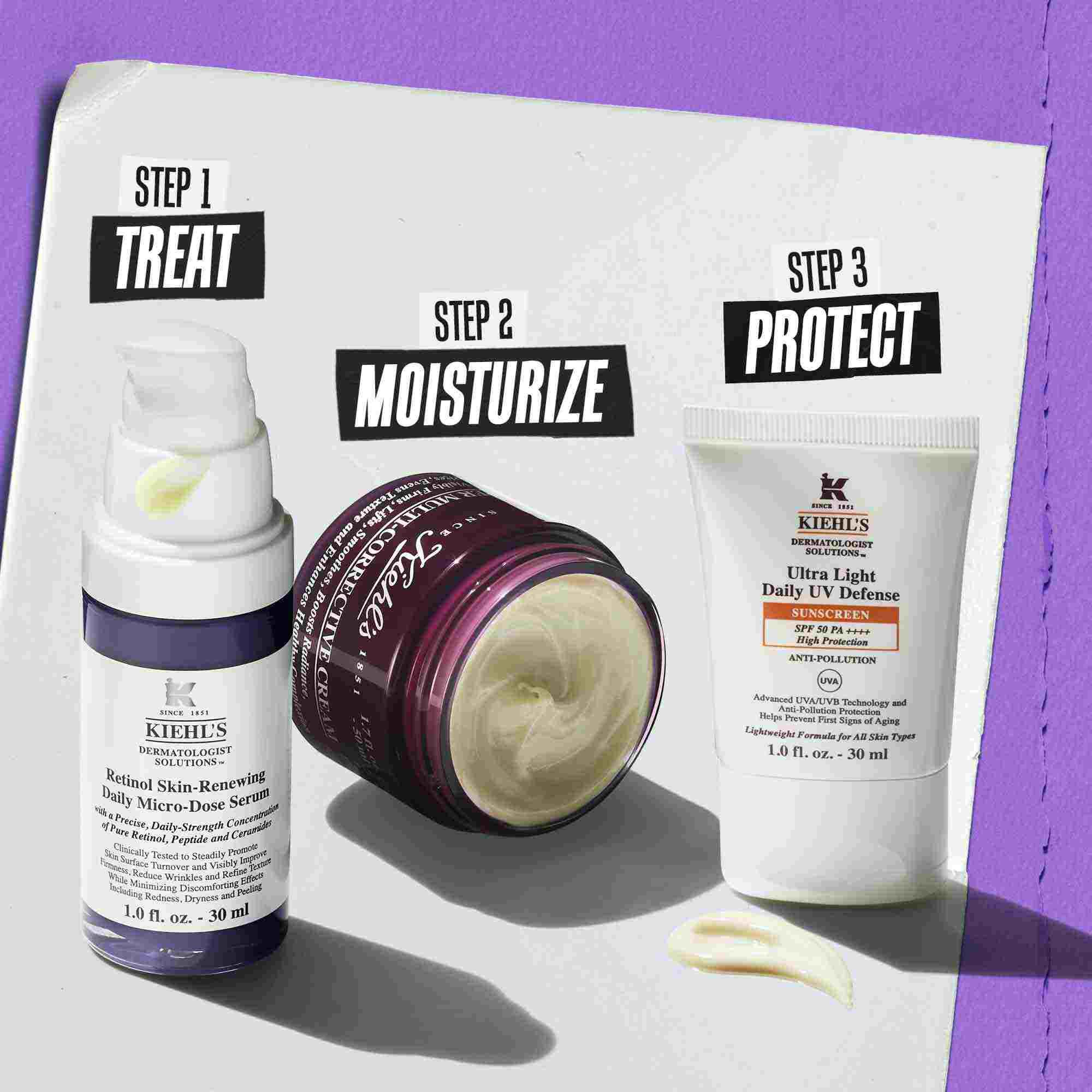 Illustration de la routine Retinol Skin-Renewing Daily Micro-Dose - Nettoyer, Traiter, Traiter les yeux, Proteger