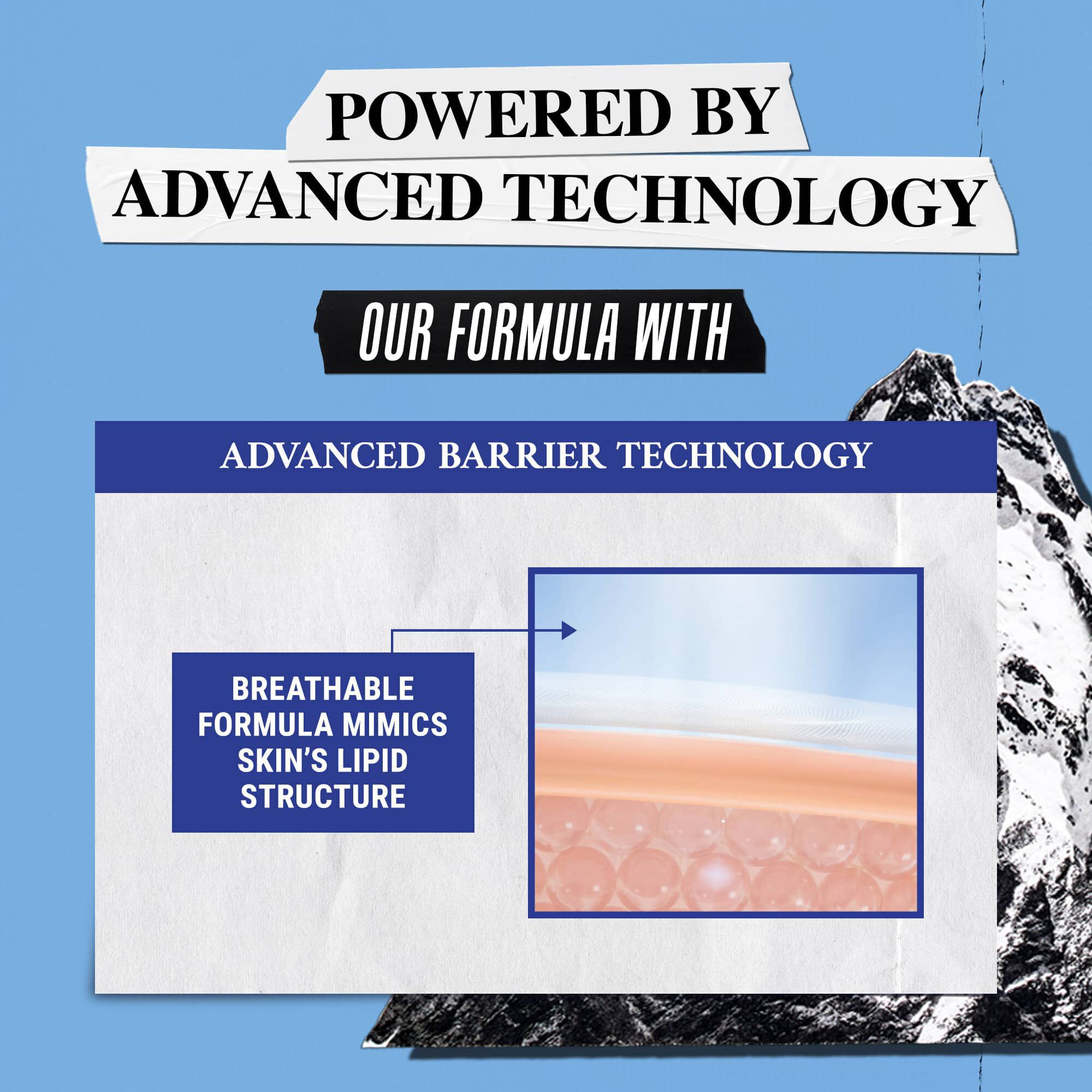 Illustratie van de geavanceerde technologie - de ademende formule bootst de lipidestructuur van de huid na