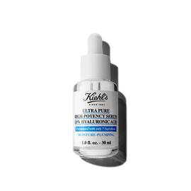 Een fles van 30 ml Kiehl's Ultra Pure 1.5% Hyaluronic Acid Serum tegen een witte achtergrond.