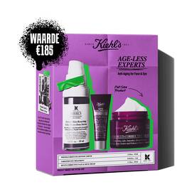 Kiehl's "Age-Less Experts" anti-aging huidverzorgingsset, met een retinolserum, oogcreme en multi-corrigerende creme.